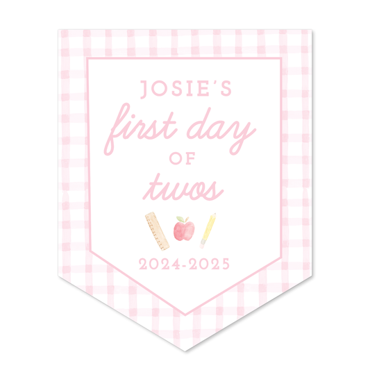 Large Back to School Sign in Pink Gingham