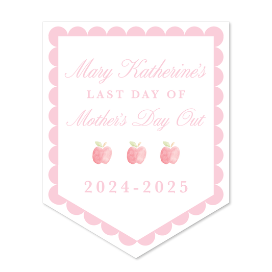 Large Back to School Sign in Pink Scallop