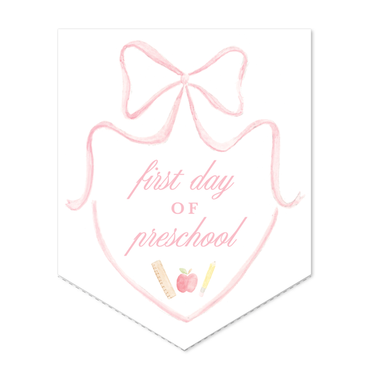 Large Back to School Sign in Pink Bow Crest