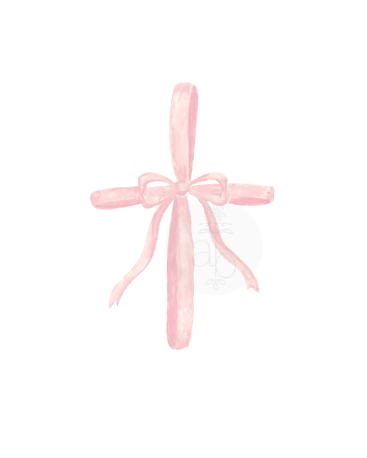 Ribbon Cross Print in Pink