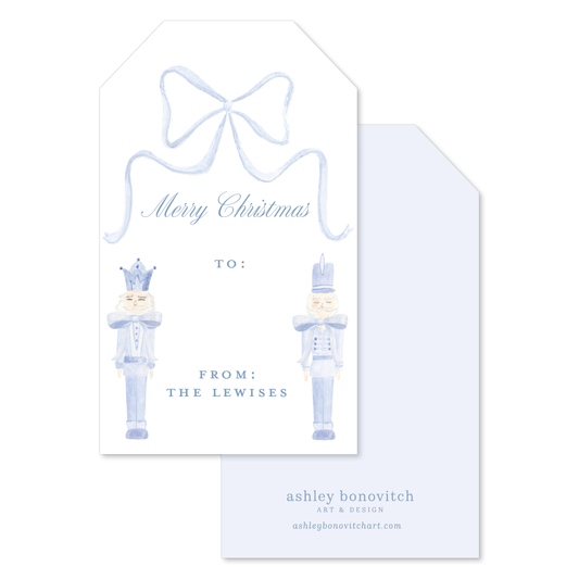 Blue Bow Nutcracker Gift Tags