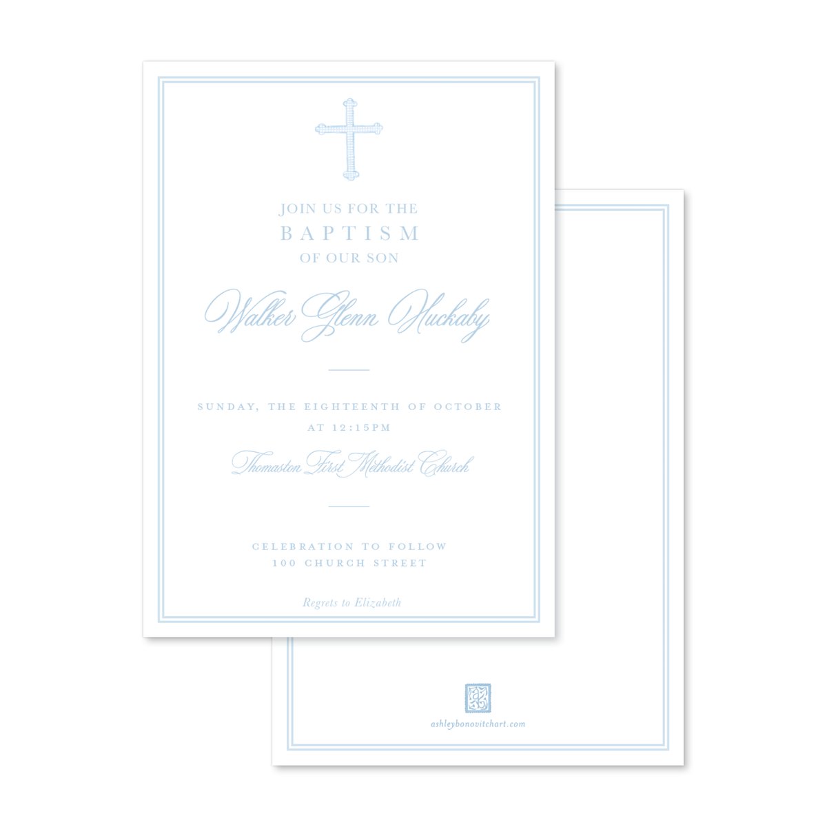 Classic Cross Invitation in Blue