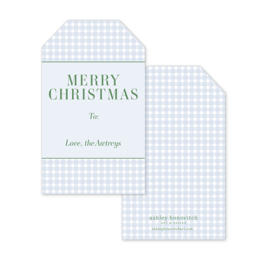 Blue Gingham Christmas Gift Tags