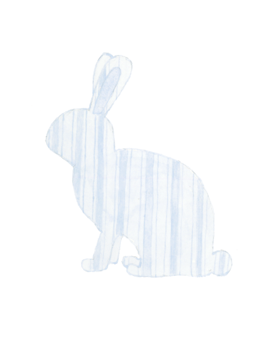 Ticking Stripe Bunny Print in Light Blue