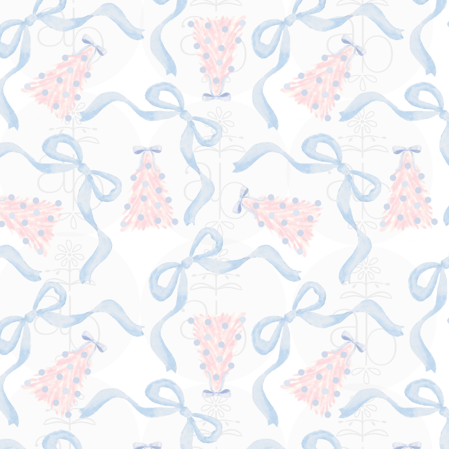 Blue and Pink Christmas Trees Pattern