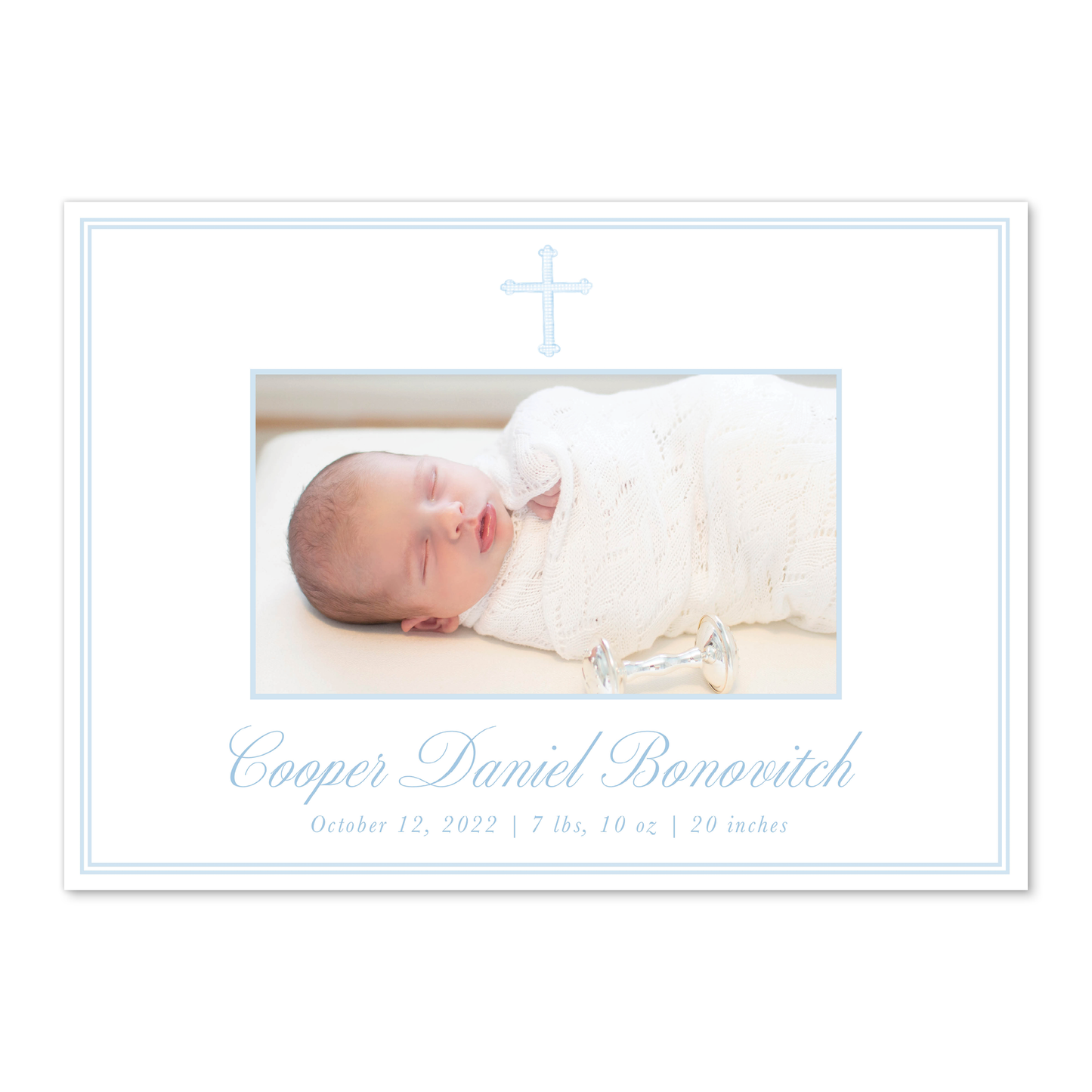 Blue or Pink Cross Birth Announcement