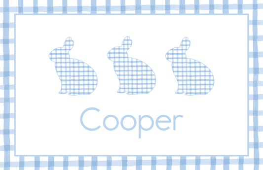 Blue Gingham Easter Bunnies Placemat