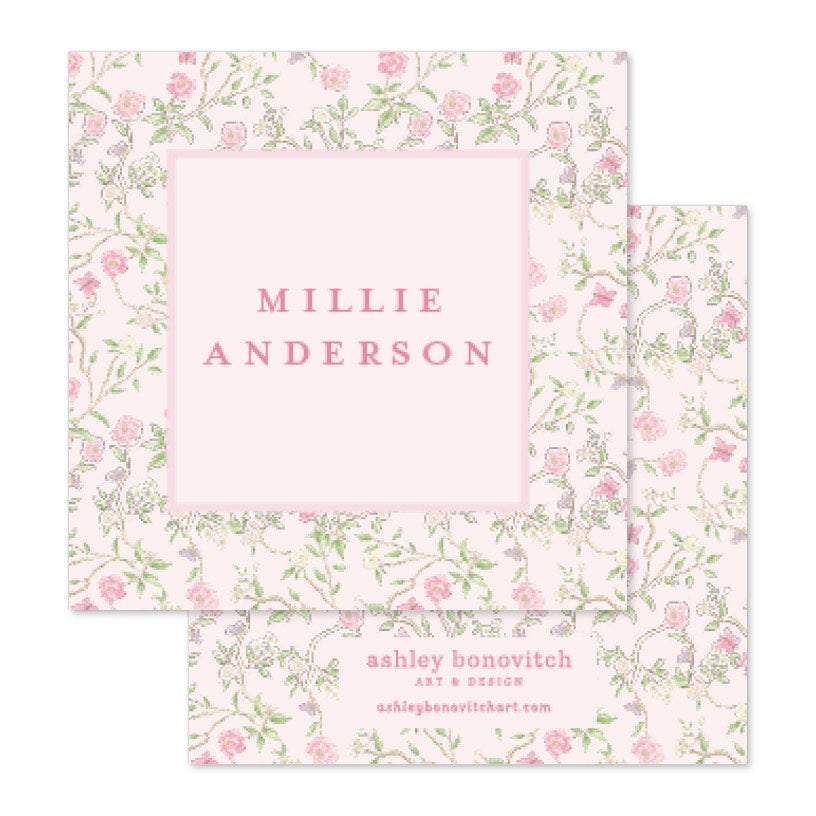 Chinoiserie Calling Cards in Pink