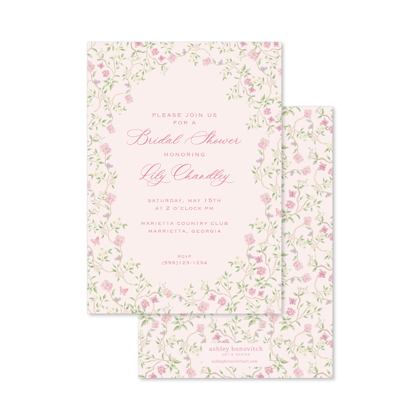 Chinoiserie Invitation in Pink