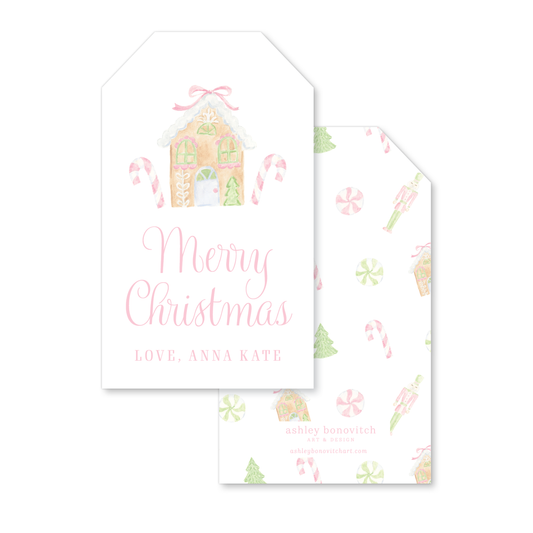 Christmas Pink Gingerbread Tags