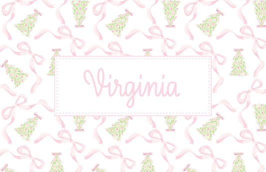 Christmas Bows and Trees Placemat in Pink