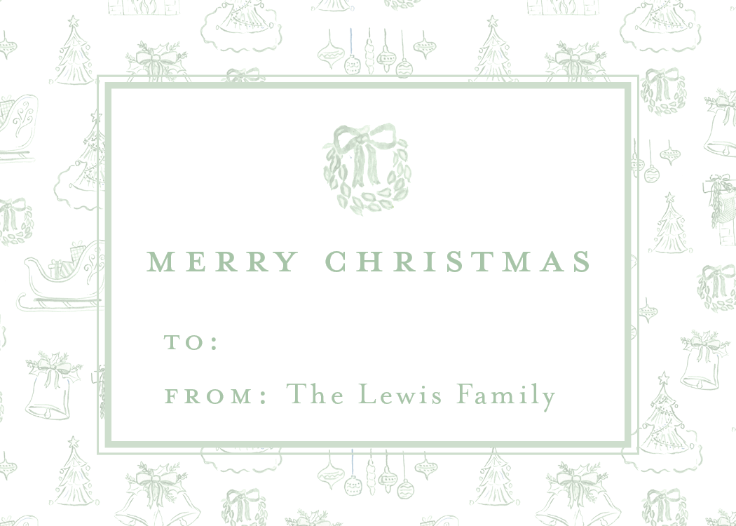 Christmas Toile Gift Stickers in Green