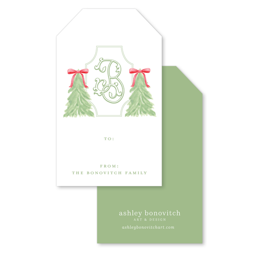 Christmas Tree Topiary Tags in Red