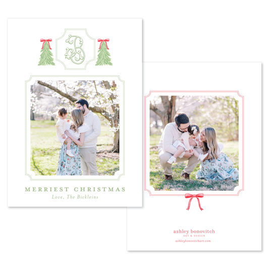 Christmas Tree Crest Card in Red - Portrait
