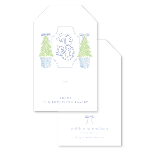 Christmas Tree Topiary Tags in Blue