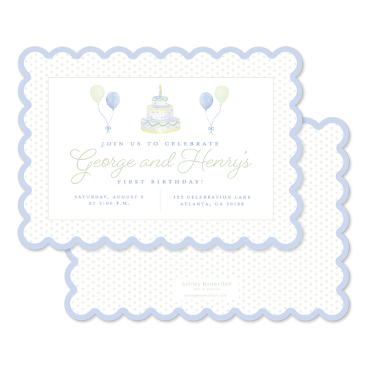 Classic Birthday Invitations in Blue