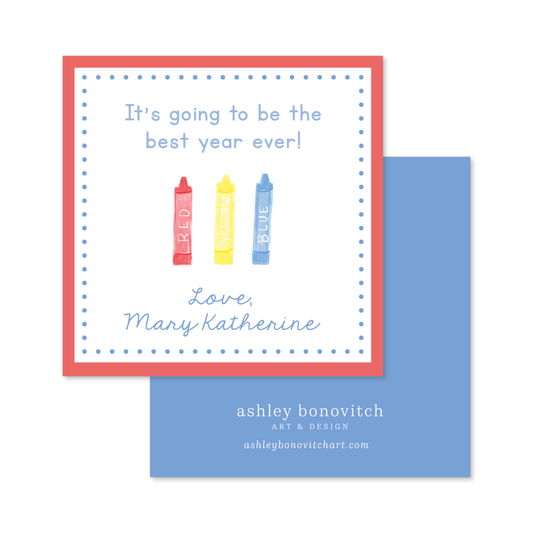 Crayon Back to School Tags