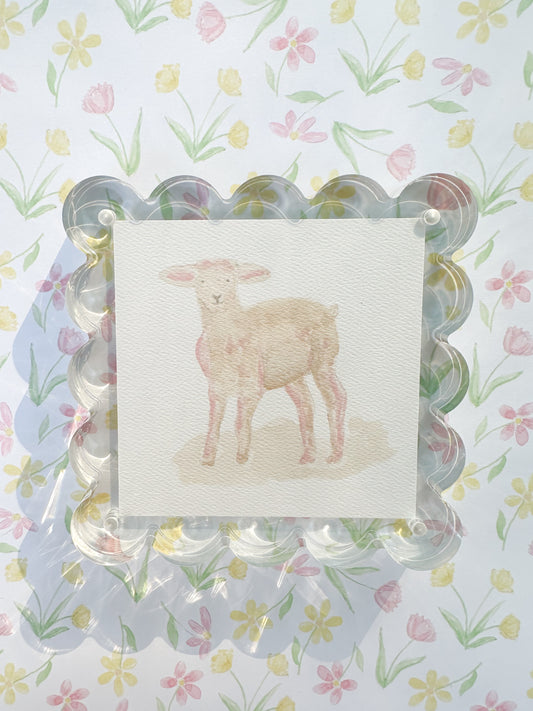 Framed Lamb Print in Pink
