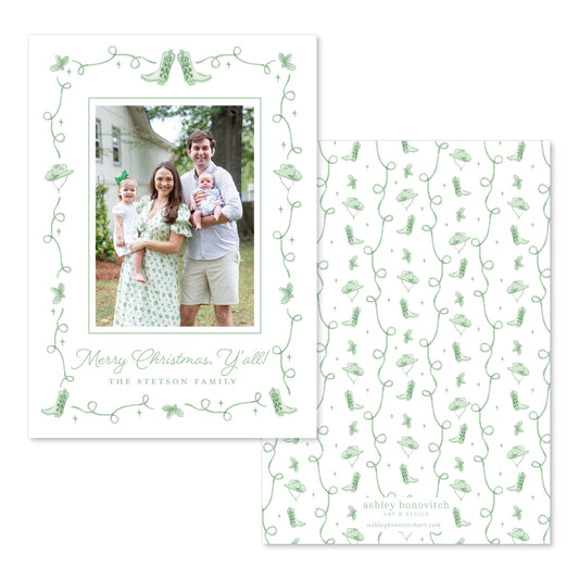 Western Christmas Card in Green