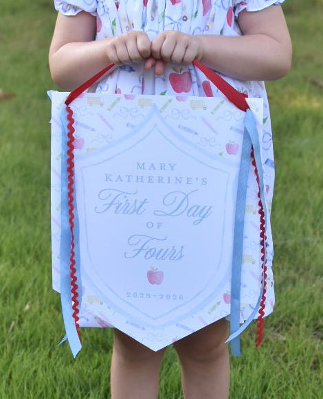 Large Back to School Sign in Solid Blue Border