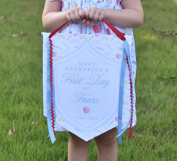 Large Back to School Sign in Pink Gingham