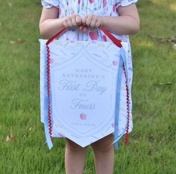 Large Back to School Sign in Blue Gingham