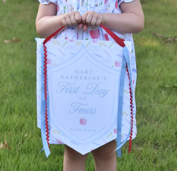 Large Back to School Sign in Blue Border
