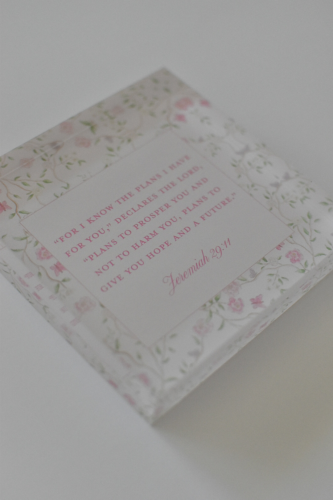 Acrylic Scripture Block in Pink Chinoiserie