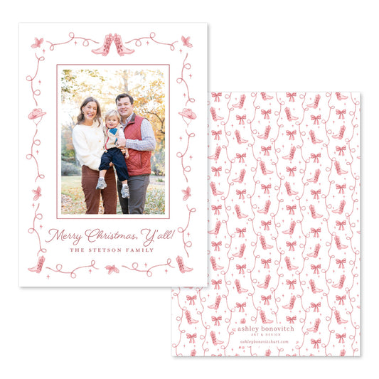Western Christmas Card in Red