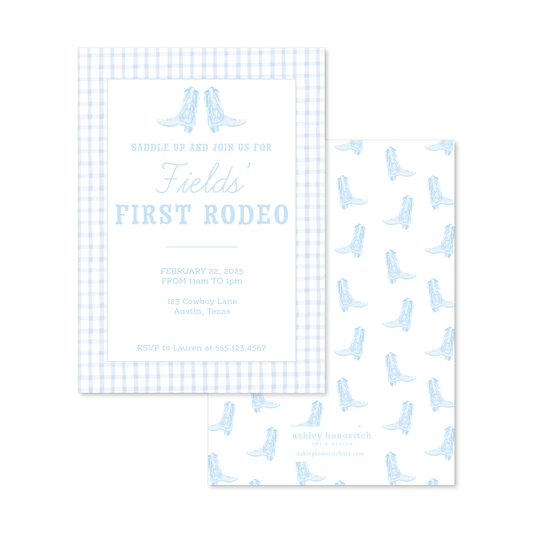 First Rodeo Invitations in Blue