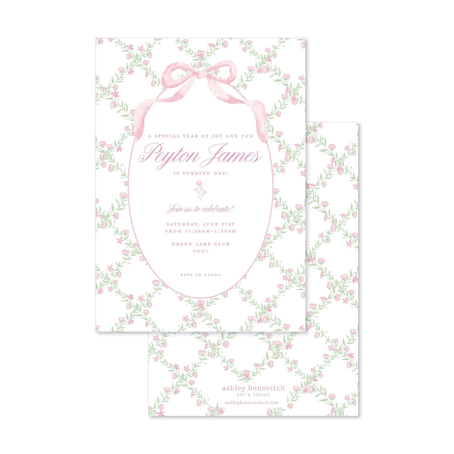 Pink Floral Trellis Invitation