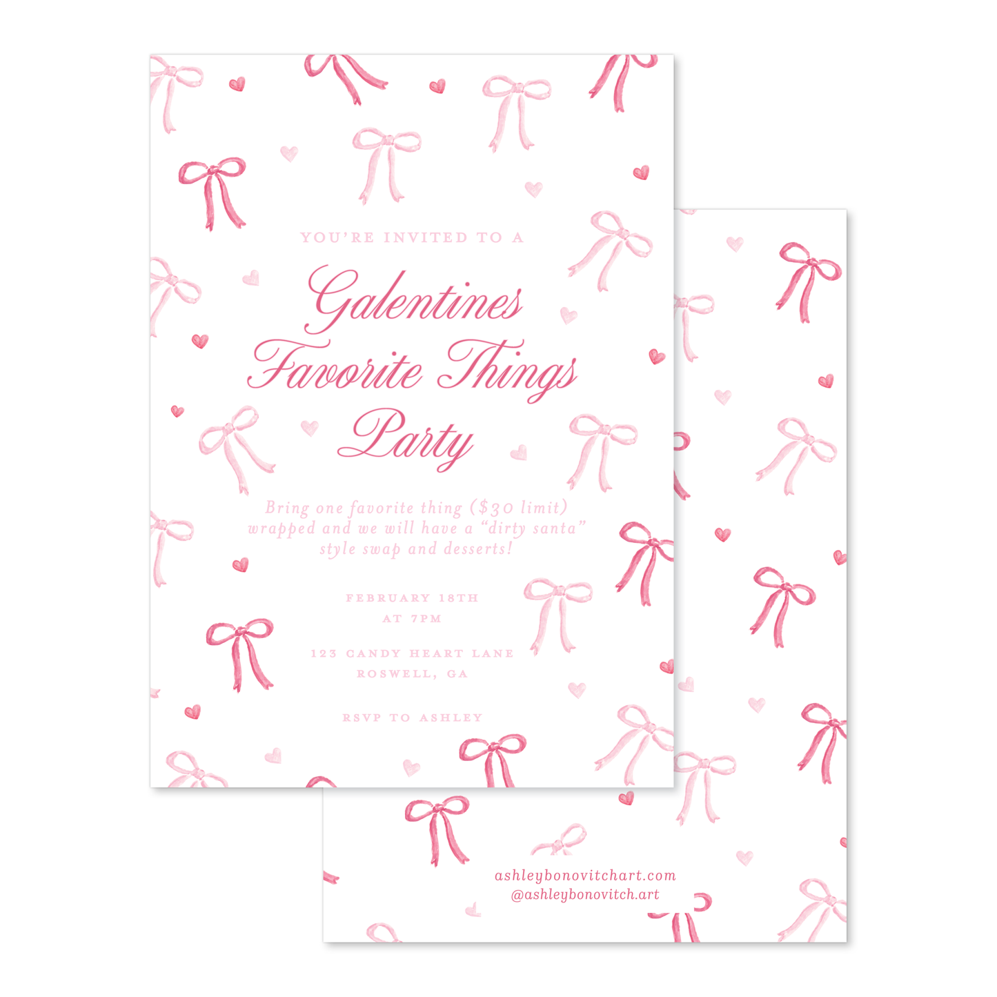 Valentines Ribbons and Bows Party Invitations