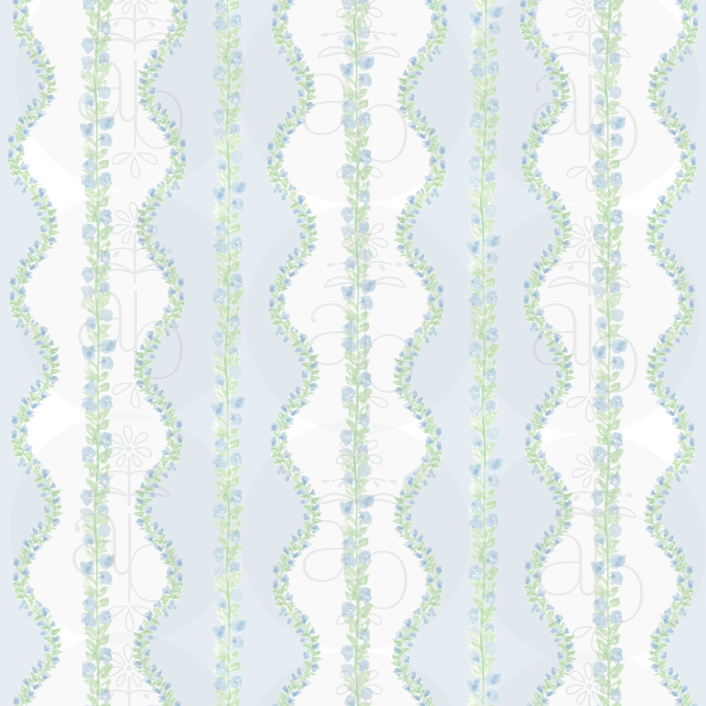 Garden Party Pattern in Blue/White