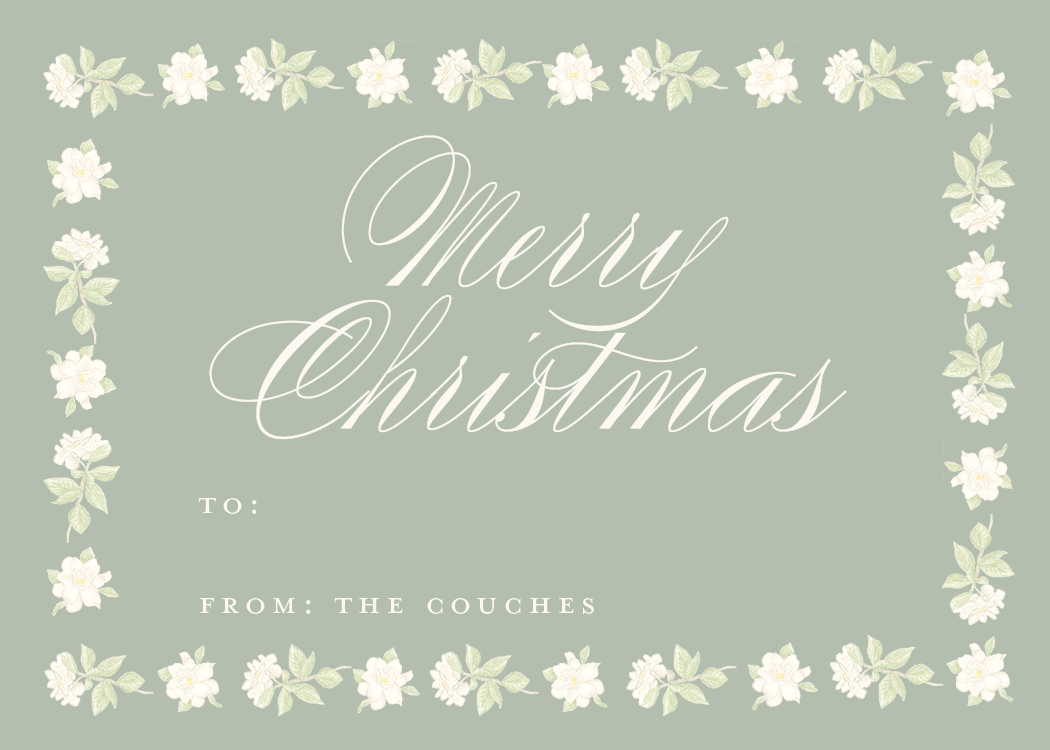 Gardenia Border Christmas Gift Stickers in Sage