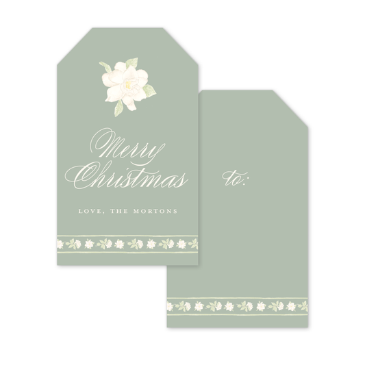Gardenia Christmas Gift Tags in Sage