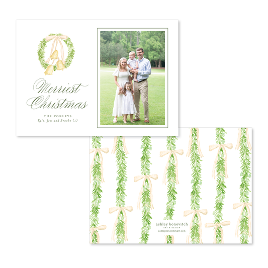 Garland Bells Christmas Card - Landscape