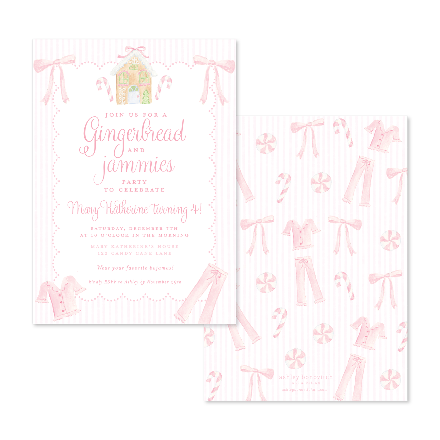 Gingerbread and Jammies Invitations