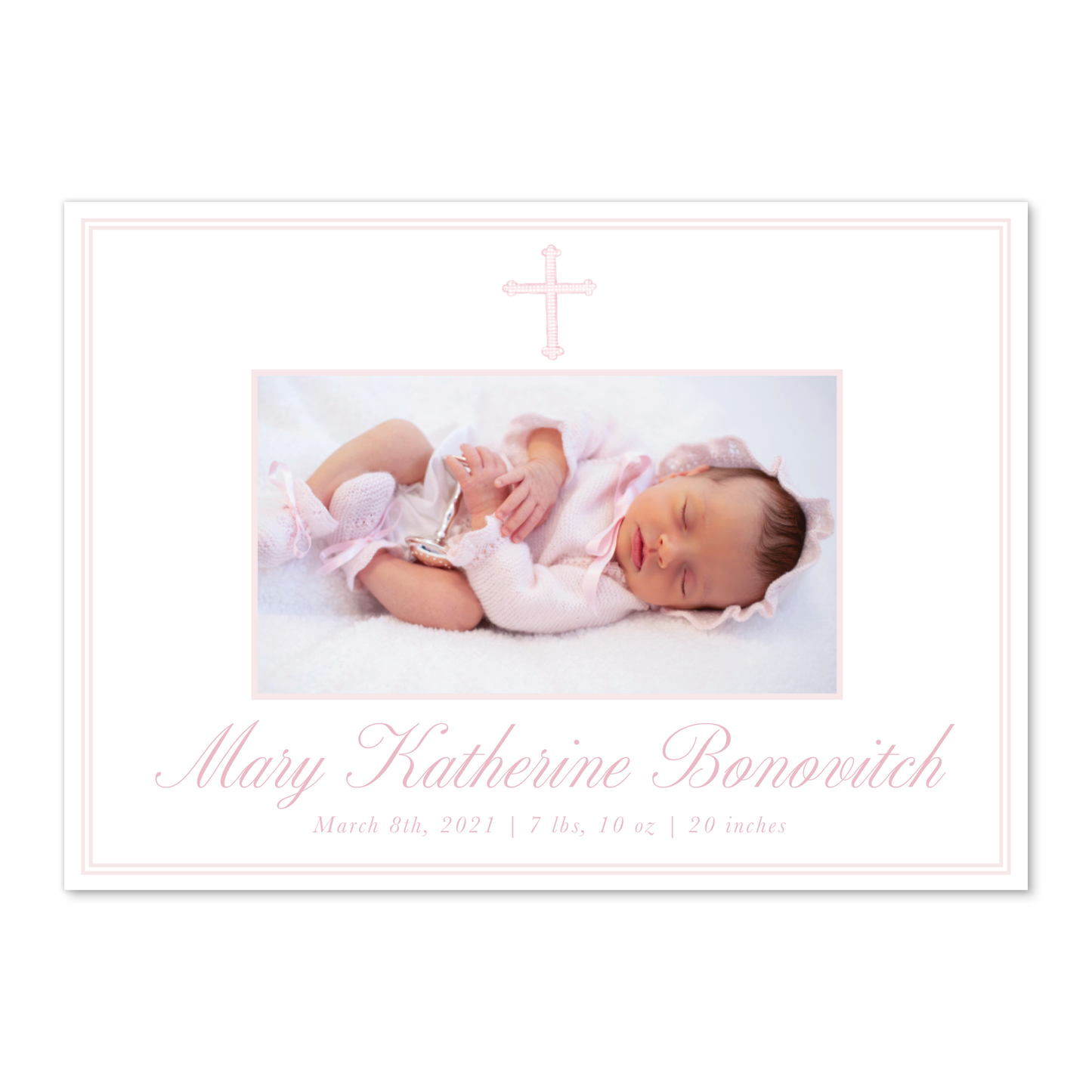 Blue or Pink Cross Birth Announcement