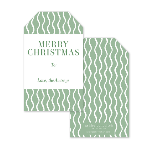 Wavy Green Christmas Gift Tags