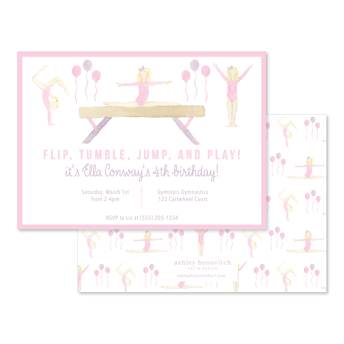 Gymnastics Party Invitations