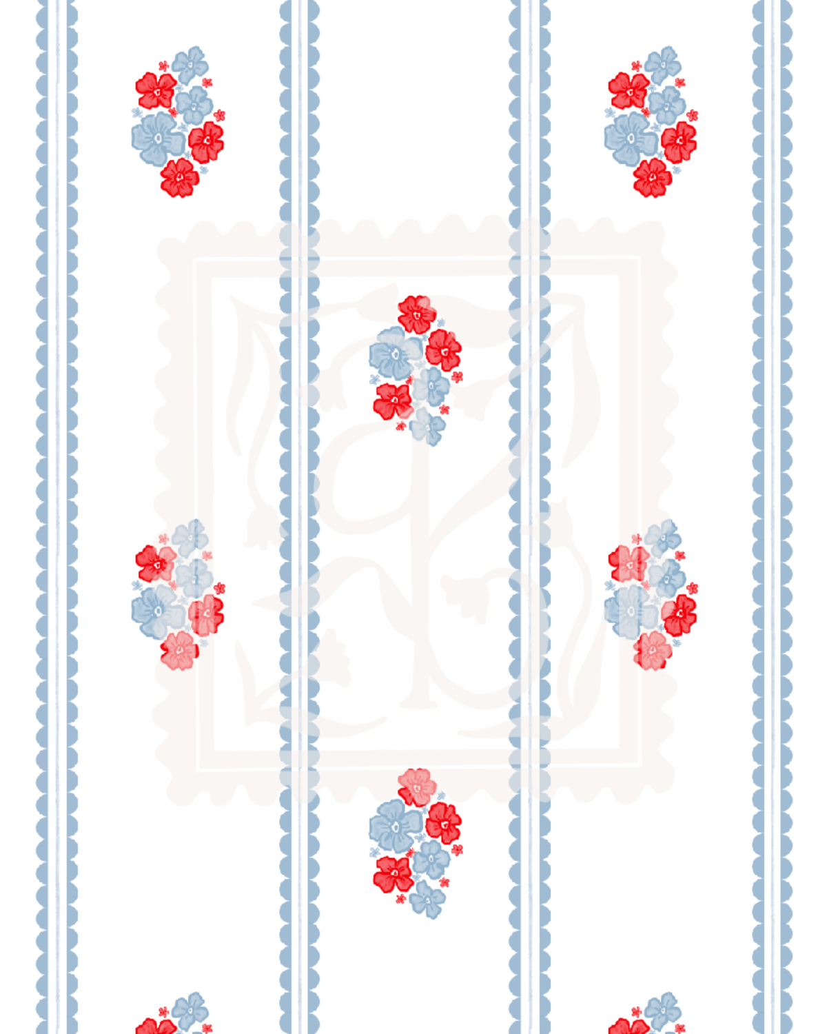 Patriotic Florals and Stripes Pattern