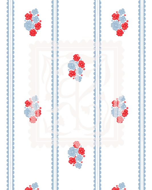 Patriotic Florals and Stripes Pattern