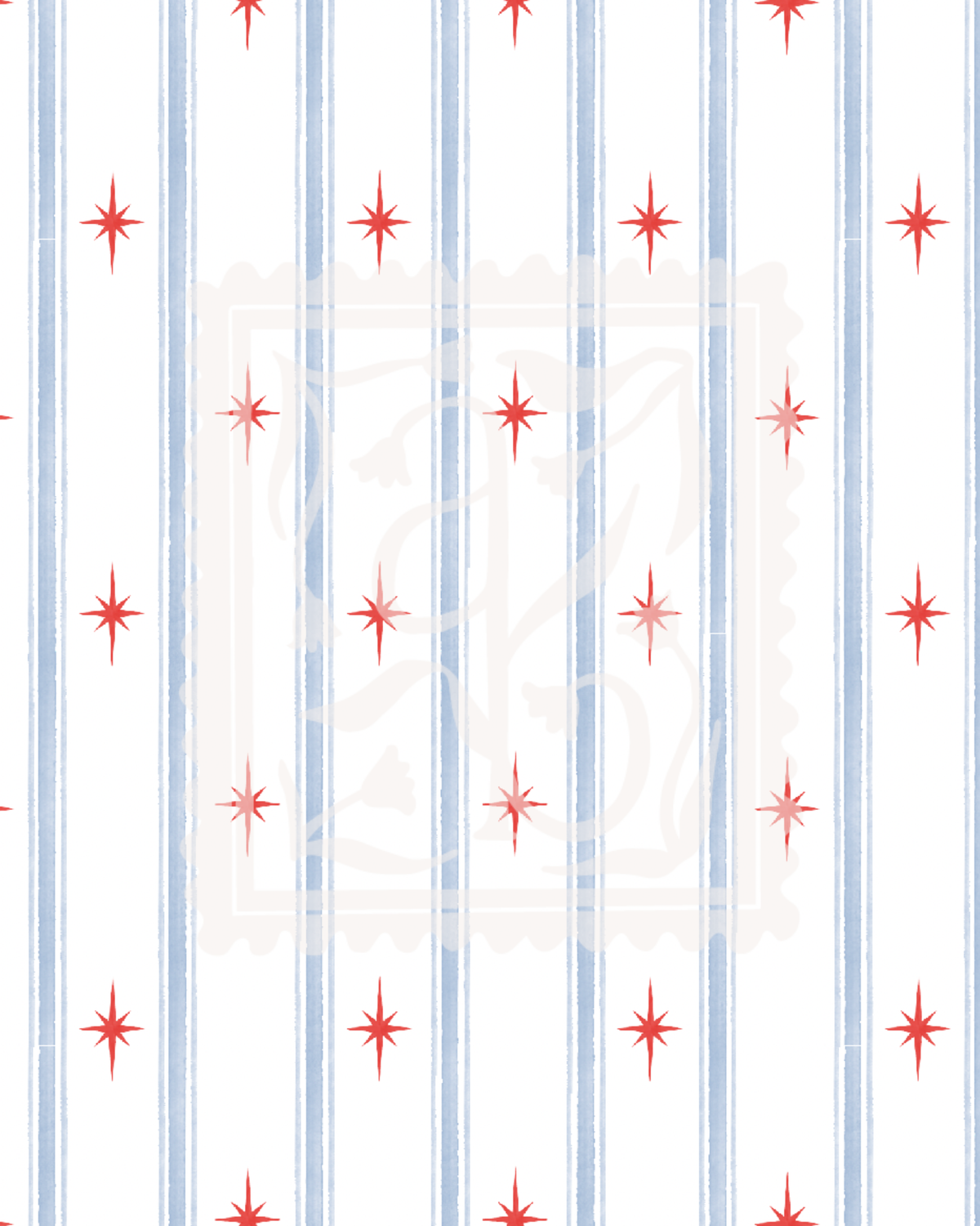 Patriotic Stars and Stripes Pattern in White