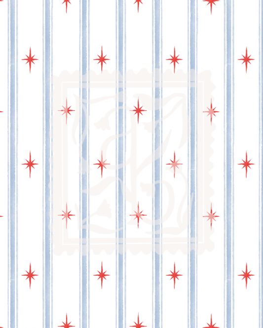Patriotic Stars and Stripes Pattern in White