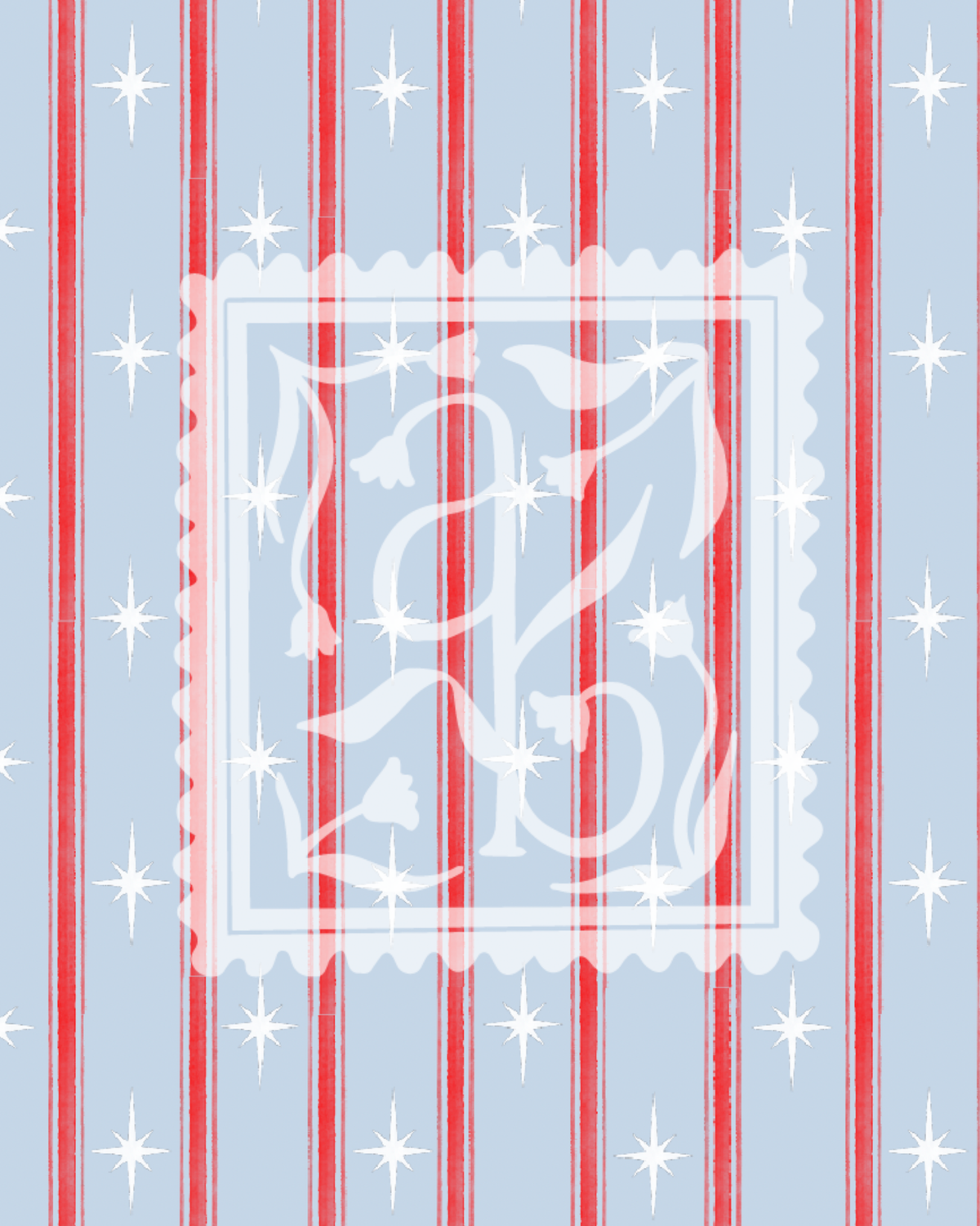 Patriotic Stars and Stripes Pattern in Blue