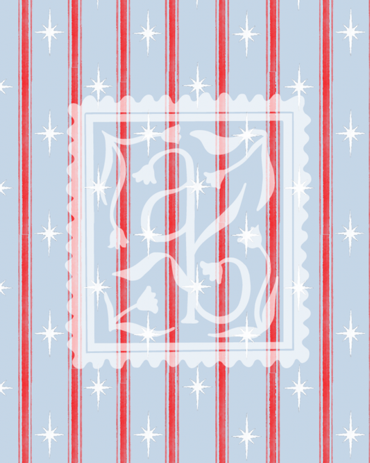 Patriotic Stars and Stripes Pattern in Blue