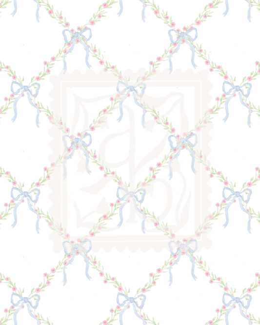 Blue Bow Lattice Pattern