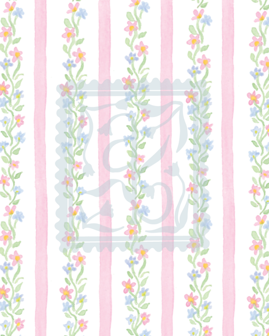 Floral Vines Stripe Pattern