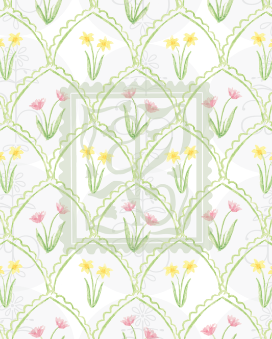 Botanical Spring Scallop Pattern