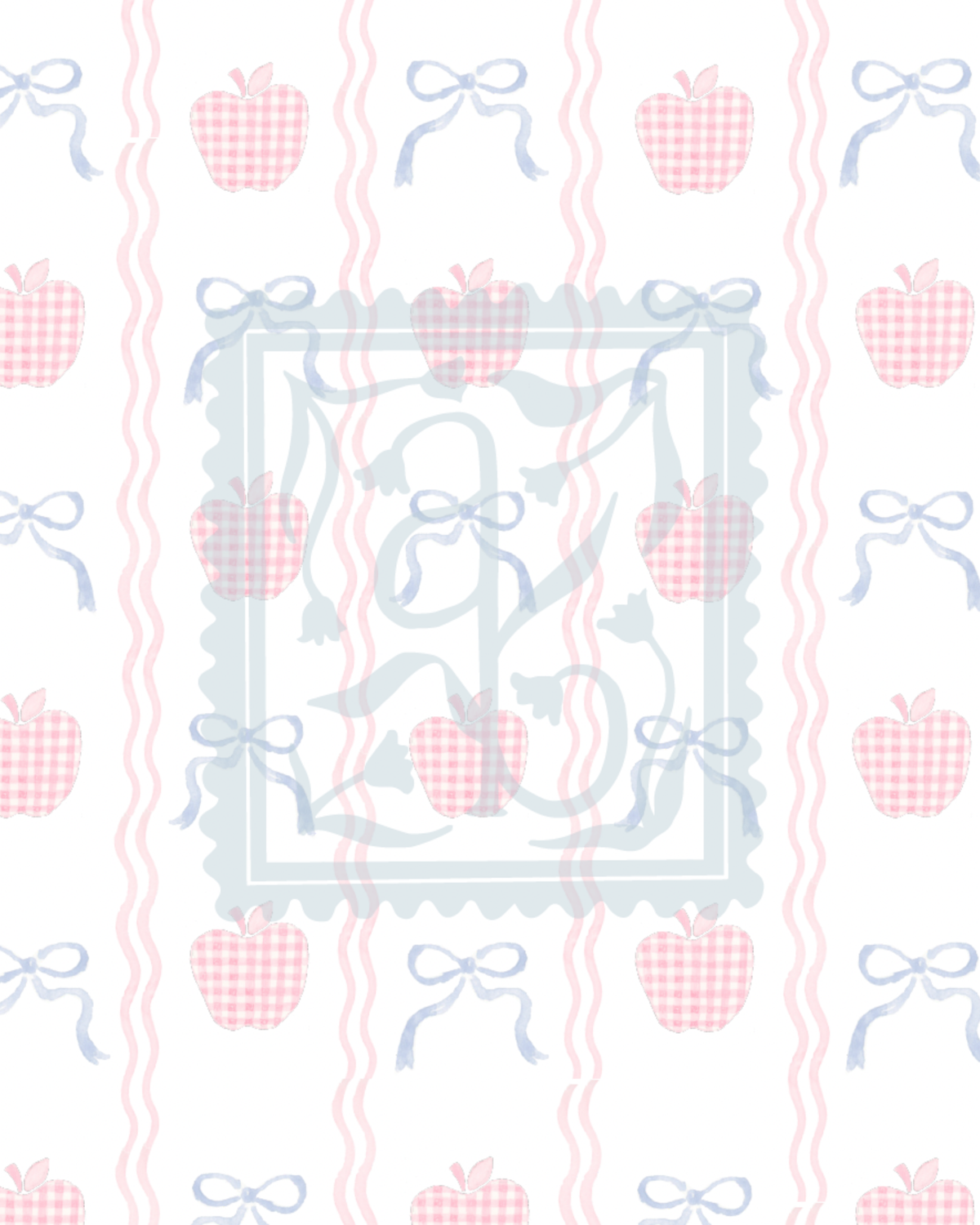 Gingham Apples Pattern in Pink